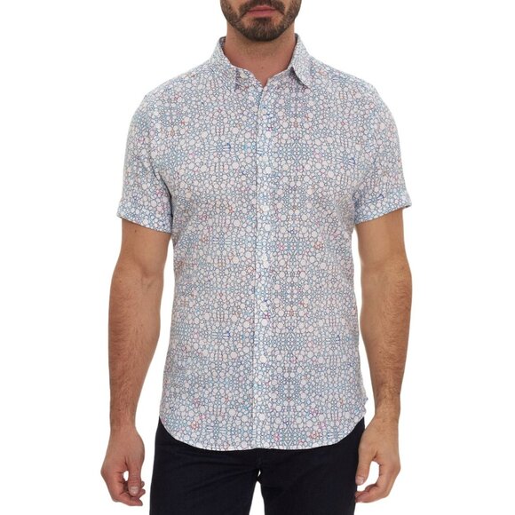 Robert Graham Other - Robert Graham Men's Newland Short Sleeve Tailored Fit Mosaic Print Shirt Medium